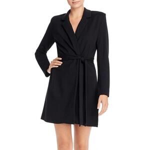 French Connection Sadira Lula Black Lapeled Wrap Mini Dress NWT Size 10